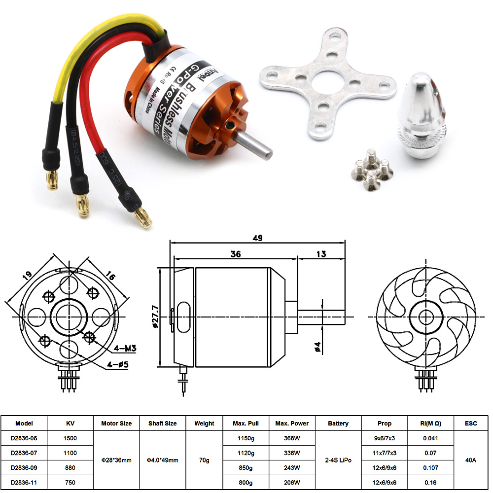RC Motor D2836 750KV 1500KV 88 - đánh giá và giá Rc Helicopter Battery